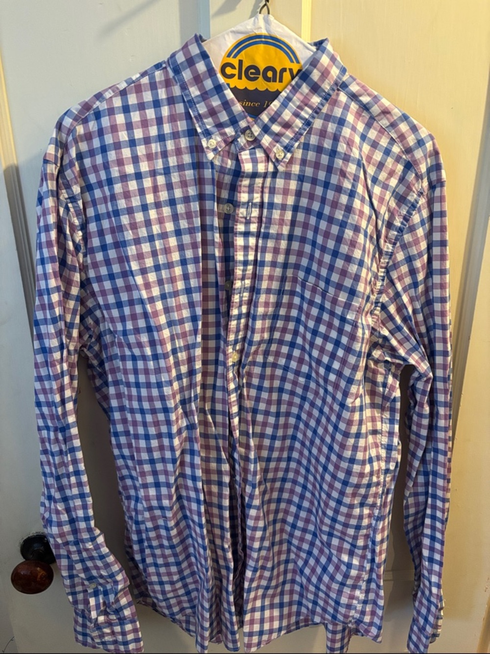 J. Crew Purple and Blue Check Button-Down Shirt
